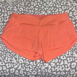 coral lulu lemon speed up shorts